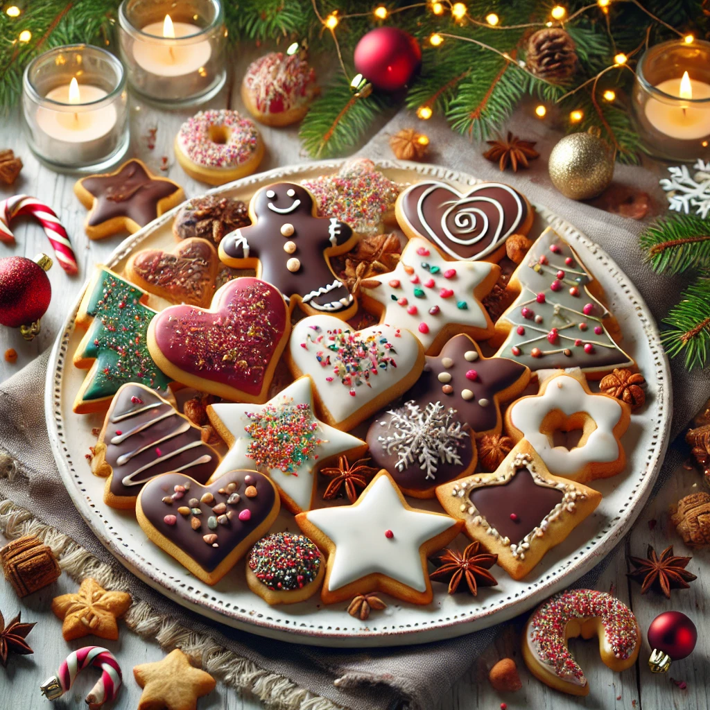 Weihnachtsplätzchen mit Schokolade